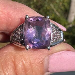 925 Cushion Amethyst Ring